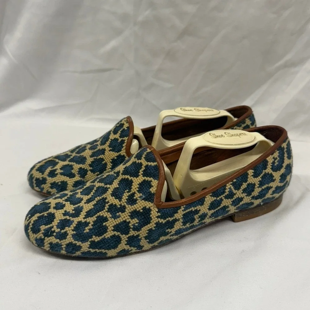 Zalo Vintage Women's Sz 6 Needlepoint Cheetah Print Flat Loafers